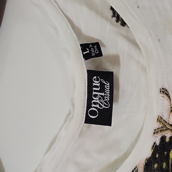 Onque Casual White Floral Women's Top - Picture 2 of 7